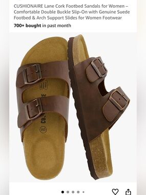Cushionaire Women's Double Buckle Sandals in Brown